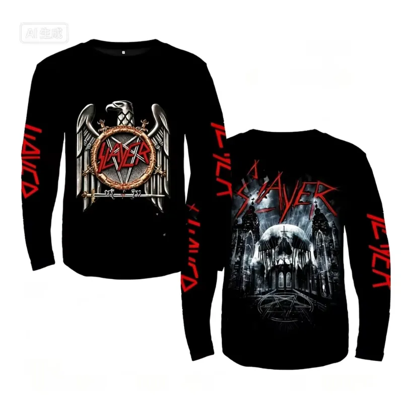 Men'S Fashion T Shirts - T-shirt a maniche lunghe 3D Rock
