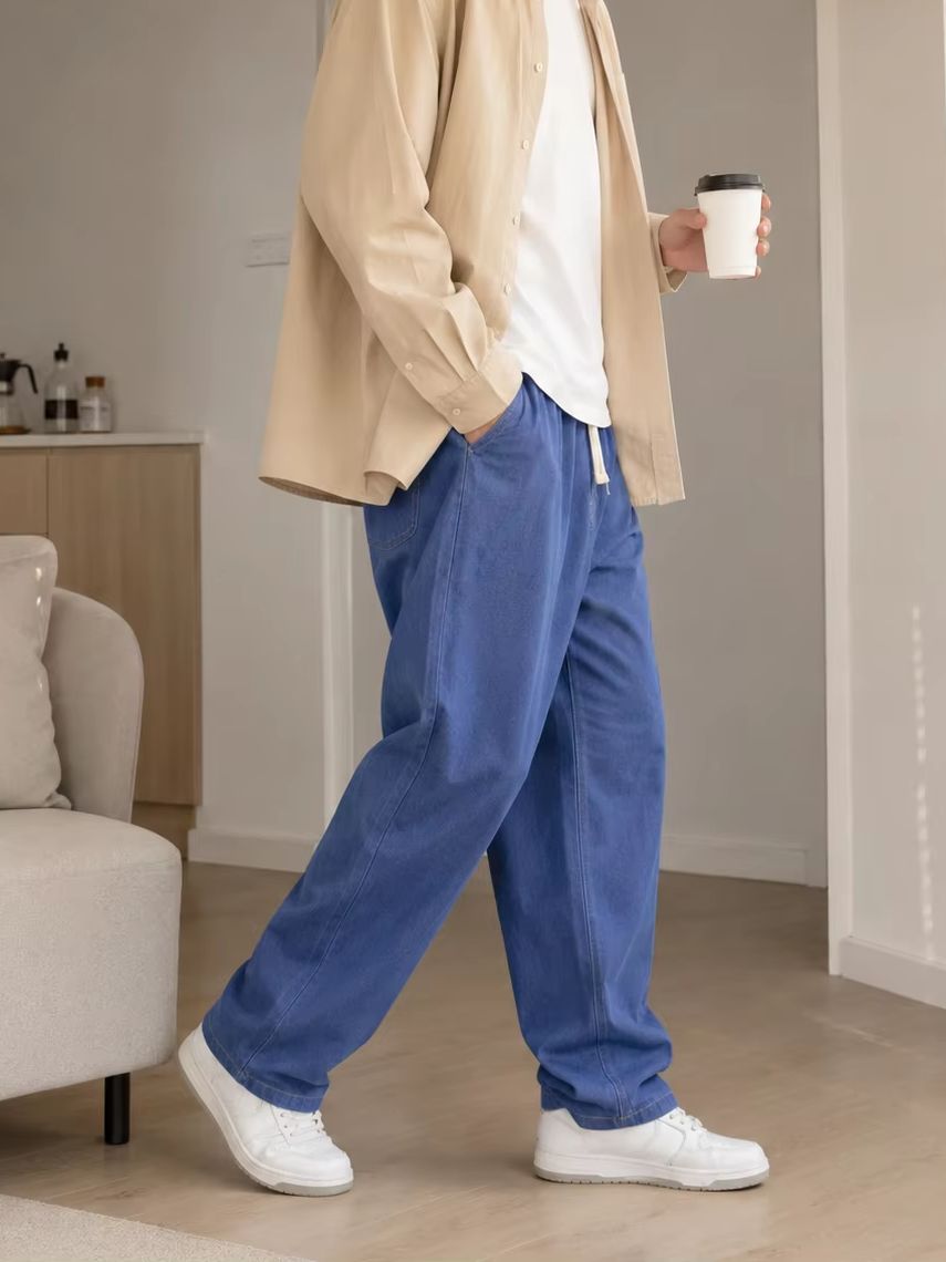 Men'S Fashion Grey Jeans - Jeans Casual da Uomo, Gamba Larga